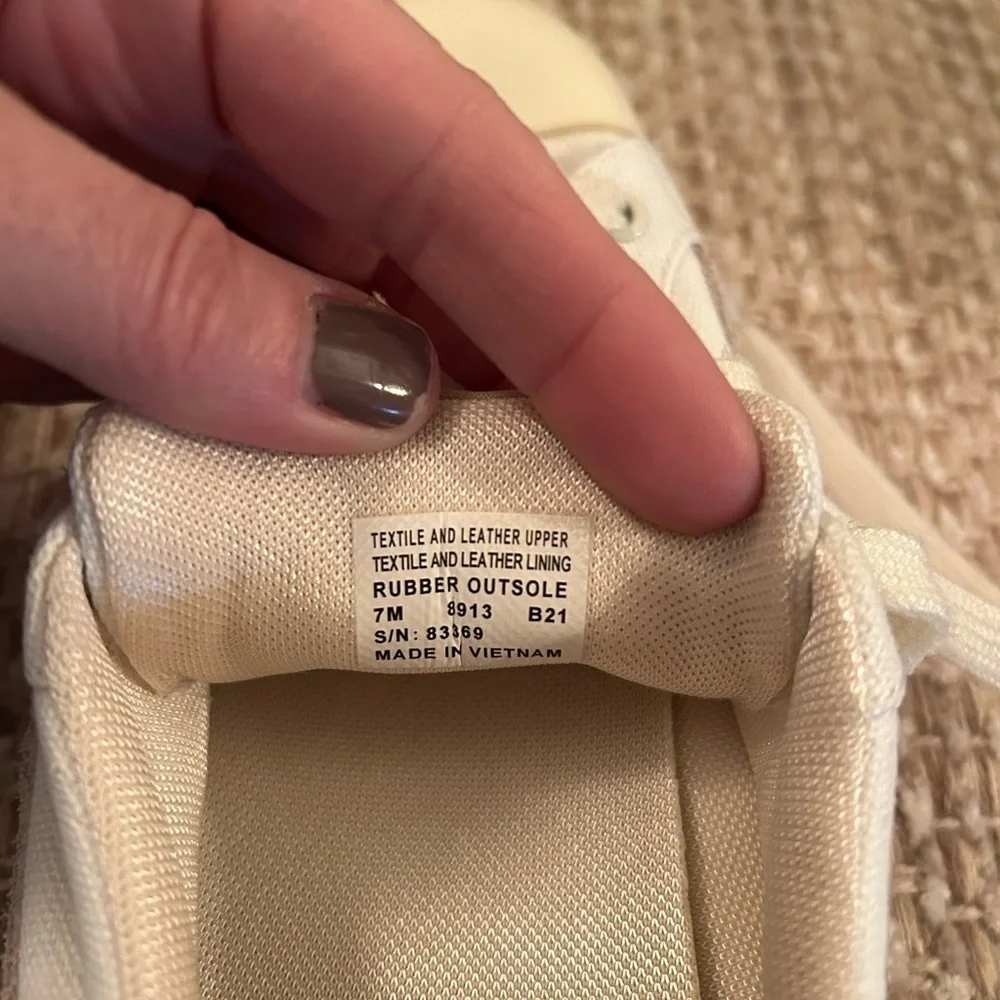 Tory Burch Classic Court Canvas Sneaker Natural Suede Size 7 Quiet Luxury Casual